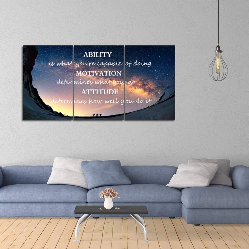 Yetaryy Large Canvas Quotes Wall Art Ability Motivation Attitude Inspirational Saying Posters and Prints 3 Piece Home Decor Entrepreneur Office Words Quote Decoration Ready to Hang - 48" W x 24" H - Image 4